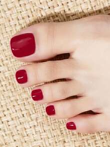 Cross-Border New Arrival Semi-Cured Gel Summer Toe Nail Stickers, Glitter Flash Design, In Stock Wholesale, Waterproof & Long-Lasting - Red - View 4
