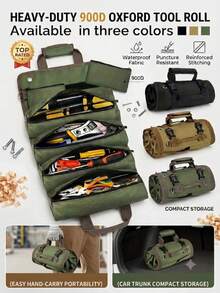 1/2pcs Multi-Compartment Heavy Duty Tool Bag, Multi-Functional Professional Roll-Up Tool Bag, Portable Large Capacity Tool Storage Bag - Durable Oxford Fabric, Waterproof And Scratch-Resistant, With Adjustable Shoulder Strap. Suitable For Mechanics, Electricians, Carpenters, And Also For Motorcycle And Truck Tool Storage. Can Also Be Used As A Storage Bag For Car Parts And Tools, Portable Large Capacity Tool Box, Professional Tool Organizer Bag With Independent Compartments, Heavy Duty Men's Tool Bag, And A Practical And Thoughtful Father's Day Gift! - Multiple Styles Available [upgraded Version] - View 2
