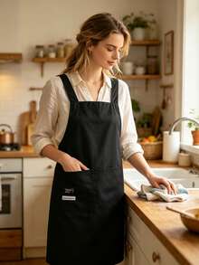 1 buah [Celemek Tahan Air Baru] Celemek Dapur Rumahan untuk Memasak, Pakaian Kerja Katering Tahan Aus dan Bernapas dengan Kantong Besar, Celemek Pinggang Tahan Minyak yang Nyaman, Modis untuk Anak Muda - MultiWarna - View 9