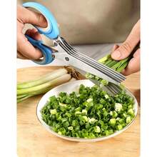 Gunting Dapur Stainless Steel Multi-Lapisan Multi-Fungsi Gunting Bawang Hijau 3-5 Lapisan Gunting Sayuran Rumah Tangga Kreatif 1 buah Ukuran Besar 5 Lapisan Gunting Bawang Hijau Gaya Lurus, Gunting Pengiris Buah dan Sayuran Aman untuk Dapur, Aksesori Dapur Alat Kecil, Alat Pemotong Bawang Hijau dan Cabai Manual, Desain Aman Portabel - beraneka warna - View 1