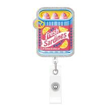 1pc Funny Glitter Sardine Easy-Open Can Fish Theme Retractable Badge Reel Creative Hanging Ornament ID Holder - Multicolor - View 17