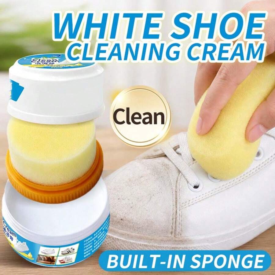 160g Multi-Function Shoe Cleaning Paste With Compartment And Cleaning Sponge, Convenient Storage, Quick Cleaning And Stain Removal For Various Shoes, Effectively Removes Stains From All Types Of Shoes, Waterless Cleaning Paste, Essential Home Helper - General - View 1