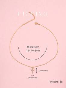 FICCINO Mini Cross Cubic Zirconia Decorated Pendant Necklace With Adjustable Gold-Tone Chain, Titanium Steel Jewelry Set, Christmas Gift With Box - 45n - View 4