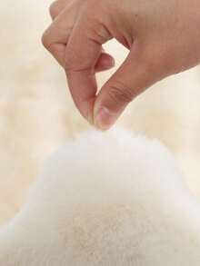 1pc White Oval 3D Plaid Faux Rabbit Fur Bubble Fleece Decorative Rug, Fluffy Soft Touch, Gentle Color, Cozy Healing, Cat-Like Feel, Fuzzy, Soft Long Pile, Non-Slip Bottom, Low Shedding, Easy Care And Cleaning, Thick Durable Rug, Suitable For Living Room, Bedroom, Study, Entryway, Dining Room, Laundry Room And Other Decor, Skin-Friendly Soft Material, Personalized Home, Fashion Home, Bedroom Rug, Kitchen Rug, Study Rug, Living Room Rug, Bathroom Rug, All Season - White - View 4