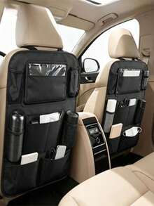 1/2pcs Multi-Functional Car Seat Organizer, Waterproof & Durable Material, With Flat Bottom Support, Suitable For Road Trips And Daily Use, Holiday Gift (Random Style) - Black - View 3