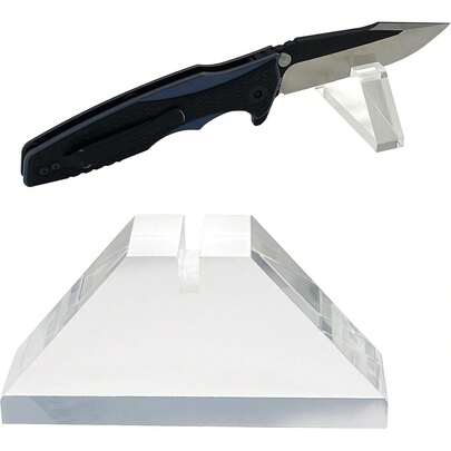 1pc 3D Trapezoid Knife Stand, Acrylic Knife Holder/Rack, Specially Suitable For Displaying Or Exhibiting Various Pocket Knives, Daggers, EDC Tools And Mini Knives - Elegant Transparent Acrylic Folding Knife Stand