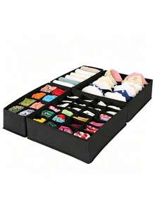 1/3pcs Drawer Organizer Dividers, Foldable Closet Storage Box, Fabric Storage Bin, Suitable For Clothes, Underwear, Bras, Ties, Socks, Accessories, Wardrobe Storage Basket, Storage Box, Suitable For Wardrobe, Closet, Bedroom, Vanity Drawer, Home Storage - Black - View 5