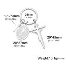 TEAMER 1pc Fashionable Stainless Steel Arrow & Cross Basketball Football Rugby Pendant Keychain, Sports Pattern Commemorative Gift, Can Be Used As Bag Accessory - Sports Series - View 15