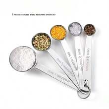 5pcs Measuring Spoon Set + 10pcs Measuring Cup Set, 5pcs Measuring Spoons + 5pcs Measuring Cups, Stackable Stainless Steel Measuring Cups And Spoons, Suitable For Dry Or Liquid Ingredients, Cooking And Baking Kitchen Tools, Kitchen Supplies, Baking Tools - Multicolor - View 7