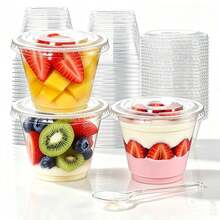 50/40/30/20/10pcs Reusable Ice Cream Cups Chocolate Milk Cups Dessert Cups For Pudding, Dinner Dessert, Home Kitchen, Office, Wedding, Party, Birthday, Picnic, Dessert Table, Baking, Graduation Gift, Kitchen Gadget, Candy, Coffee Beans, Fruit, Gift, Kitchen Baking Essential - Transparent - View 7