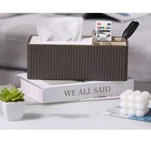 Multifunctional Desktop Tissue Box, Textured Tissue Box, Gold-Trimmed Tissue Box, Living Room, Dining Room, Kitchen Home Decor, Home Decor Accessories, Apartment Essentials - Multicolor - View 2