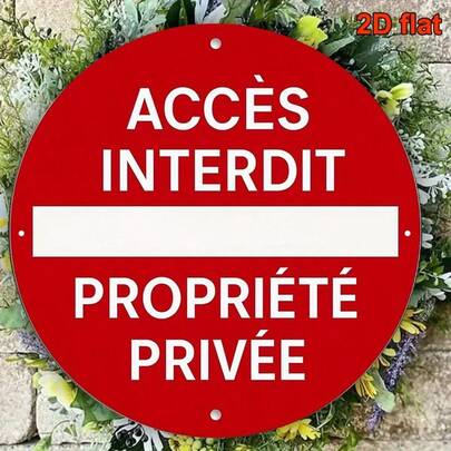 لافتة فرنسية دائرية بطراز عتيق، مكتوب عليها "Private Property, No Trespassing". هذا الديكور الحنيني مثالي لغرفة المعيشة والنوم والدراسة وغرفة الطعام والبار والمقهى والمكتب، مما يخلق أجواء فريدة (مواقع الثقوب عشوائية)