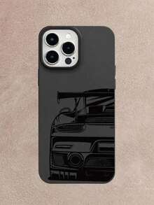 1pc Racing Line Sports Car Tail Wing Pattern Matte Texture Phone Case Protective Cover Realistic Lily Print Clear Case Compatible Bling Phone Case Fully Surrounded Personalized Cool Fashion Soft Protective Cover Compatible With IPhone 16/11PRO/7/16PROMAX/15/12/15PRO/14/13/12/11/XR/7Plus/8Plus/Pro/Max/X - Black - View 2