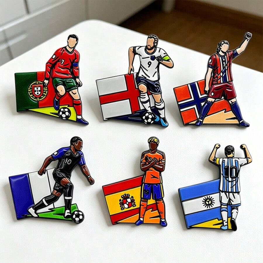 2026 FIFA World Cup Soccer Star World Cup Enamel 3D Metal Brooch, Versatile Fashion Commemorative Creative Accessory