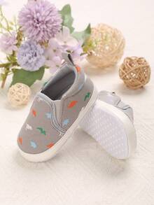 Infant Learning To Walk Shoes, Cute Dinosaur Pattern Slip-On Shoes, Soft Shoes For 0-18 Months Infants - Grey - View 5