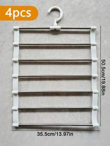 Multi-Layer Stainless Steel Pants Rack - Space-Saving Closet Organizer - Non-Slip, Stackable Design - Suitable For Pants, Jeans, Scarves And Dress Pants - For Closet Storage And Organization - Multicolor - View 12