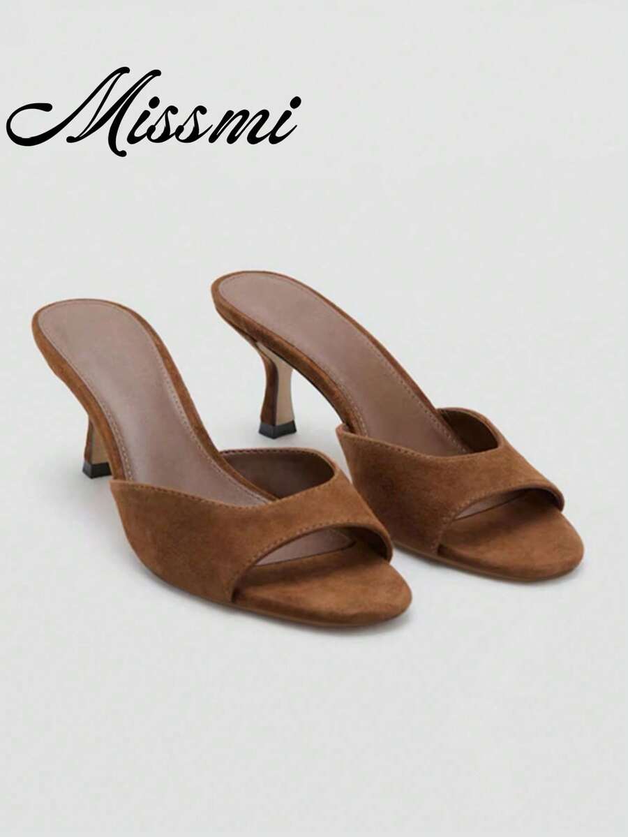 Summer New Women's Mule Style High Heel Sandals - Brown - View 1