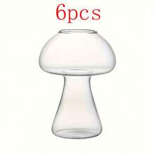 1-6 piezas Vasos de vidrio con forma de hongo, Vasos de vidrio transparente con forma de hongo para bebidas, Cristalería de diseño creativo para fiestas, Adecuado para KTV, Club y Restaurante, Vidrio de borosilicato resistente al calor, Reutilizable, Adecuado para jugo, té con leche y talla grande, Solo lavar a mano, Suministros creativos para fiestas - transparente - Ver 13