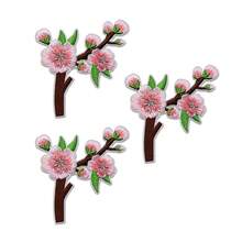3/9入刺繡櫻花貼布 粉色花朵燙貼補丁，適用衣物、包包、夾克，DIY縫製花卉貼花貼紙，服飾裝飾修補用 - 梅花 - 查看 9