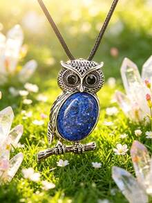 1/5/10/20/50pcs Multi-Color Fashion Metal Inlaid Natural Crystal Owl Pendant Necklace, Natural Amethyst, Suitable For Women's Daily Wear - Owl - View 24