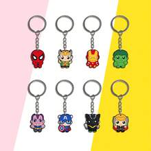 12pcs Avengers Chibi Cartoon PVC Soft Rubber Keychain Assorted Set, Thor Super Hero Silicone Keychains, Birthday Party Gift Bag Fillers, Backpack Pendant Decorative Accessories - Multicolor - View 5