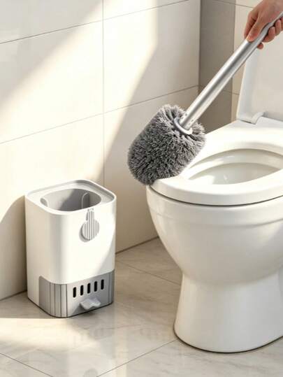 Wall-Mounted Toilet Brush Set With Storage Rack, Long Handle Toilet Cleaning Brush, Keeps Toilet Clean And Hygienic, Easy To Clean Bathroom Cleaning Brush, Cleaning Supplies, Cleaning Tools, Home Supplies, Bathroom Accessories