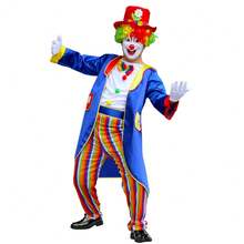 Adults Funny Clown Costumes Joker Bodysuit For Men Magician Performance Fancy Halloween Outfits Just Clothes No Prop - Multicolor - View 6
