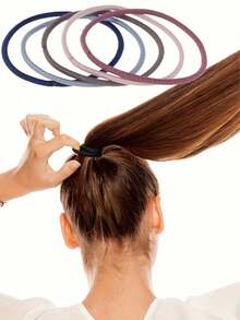 100pcs Women's Solid Color Basic Hair Ties, High Elasticity Hair Bands, Minimalist Style, Meet Daily Hairstyle Needs, Women's Hair Accessories. Suitable For Daily Casual Use. - Multicolor - View 5