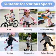 BAT DEICIDE 7PCS Kids Bike Helmet And Protective Pads Set, Adjustable Helmet With Knee Elbow Pads And Wrist Guards For Skating, Scooter, Cycling, Ages 3-10 - Black - View 2