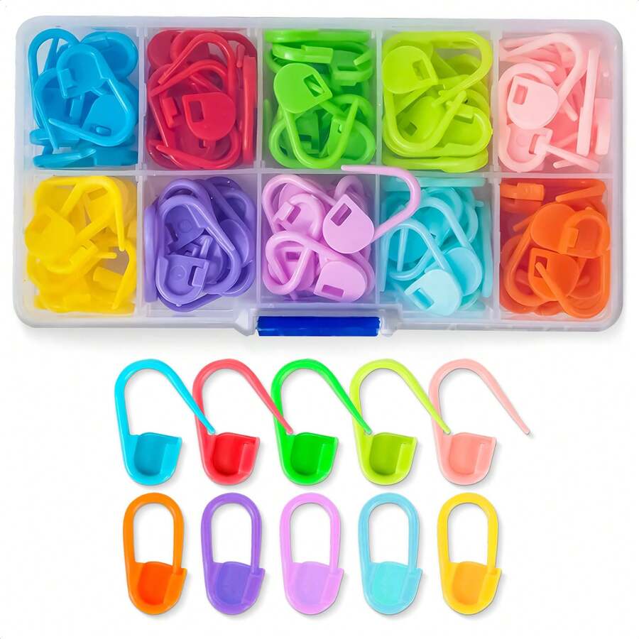120pcs/Box Crochet Stitch Markers With Storage Box, Suitable For Knitting, Crochet And Sewing Crafts (10 Random Colors)