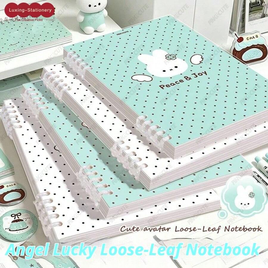 PINKUCUTE Angel Bunny A5/B5 Buku Catatan Perencana Lembar Lepas, Buku Catatan PR, Desain Sangat Menarik Gaya Korea, Untuk Siswa SMP dan SMA, Buku Sketsa Kosong, Perlengkapan Penting Semester Baru! - A - View 1