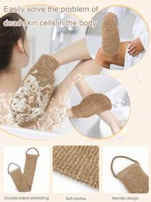 Exfoliating Bath Towel, Powerful Non-Irritating Double-Sided Back Scrubber For Men And Women, Thickened Bathing Glove. Daily Deep Cleansing. Exfoliating Bath Strip, Back Cleaning Strip. - Multicolor - View 2