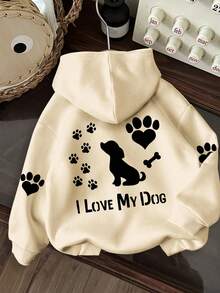 Tween Girl Fun Print Pullover Sweatshirt, Warm And Comfortable Thermal Lined Pullover Sweatshirt For Autumn/Winter - Apricot - View 4
