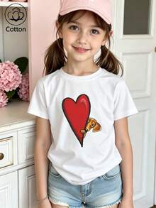 Sommer & Herbst Mädchen Baumwolle Kurzarm T-Shirt, süß und mädchenhaft im Preppy-Stil mit lustigen bedruckten Grafiken - Weiss - Übersicht 3