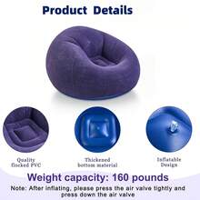 1 Inflatable Lazy Sofa Chair, Foldable, Portable, Soft And Comfortable Bean Bag Sofa, Suitable For Indoor/Outdoor Use. - Multicolor - View 9