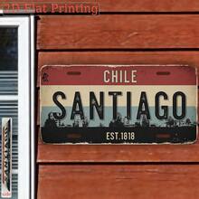 2D Flat Printed, 1pc, Vintage Sign, Decorative Plaque & Ornament, Santiago Chile Vintage City Sign, Retro Home Decor, For Decoration Only, Industrial Style Sign, Birthday Gift, Garage Decor (Random Style) - A - View 3