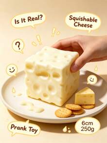 1pc Cheese Block Squishy Toy, -Texture Slow Rising Squeeze Fidget Toy, Soft TPR Stress Relief Sensory Toy, Anxiety Relief Desk Decor, Creative Birthday Gift For Teens Adults - Multicolor - View 7