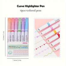 6pcs Floral Outline Pens With Fine And Curved Tips - Vibrant Colors, Suitable For Note-Taking And Marking, Durable PVC Office Supplies - Rollerball Pen - View 3