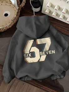 Tween Boy Fun Print Pullover Sweatshirt, Warm And Comfortable Thermal Lined Pullover Sweatshirt For Autumn/Winter - Dark Grey - View 4