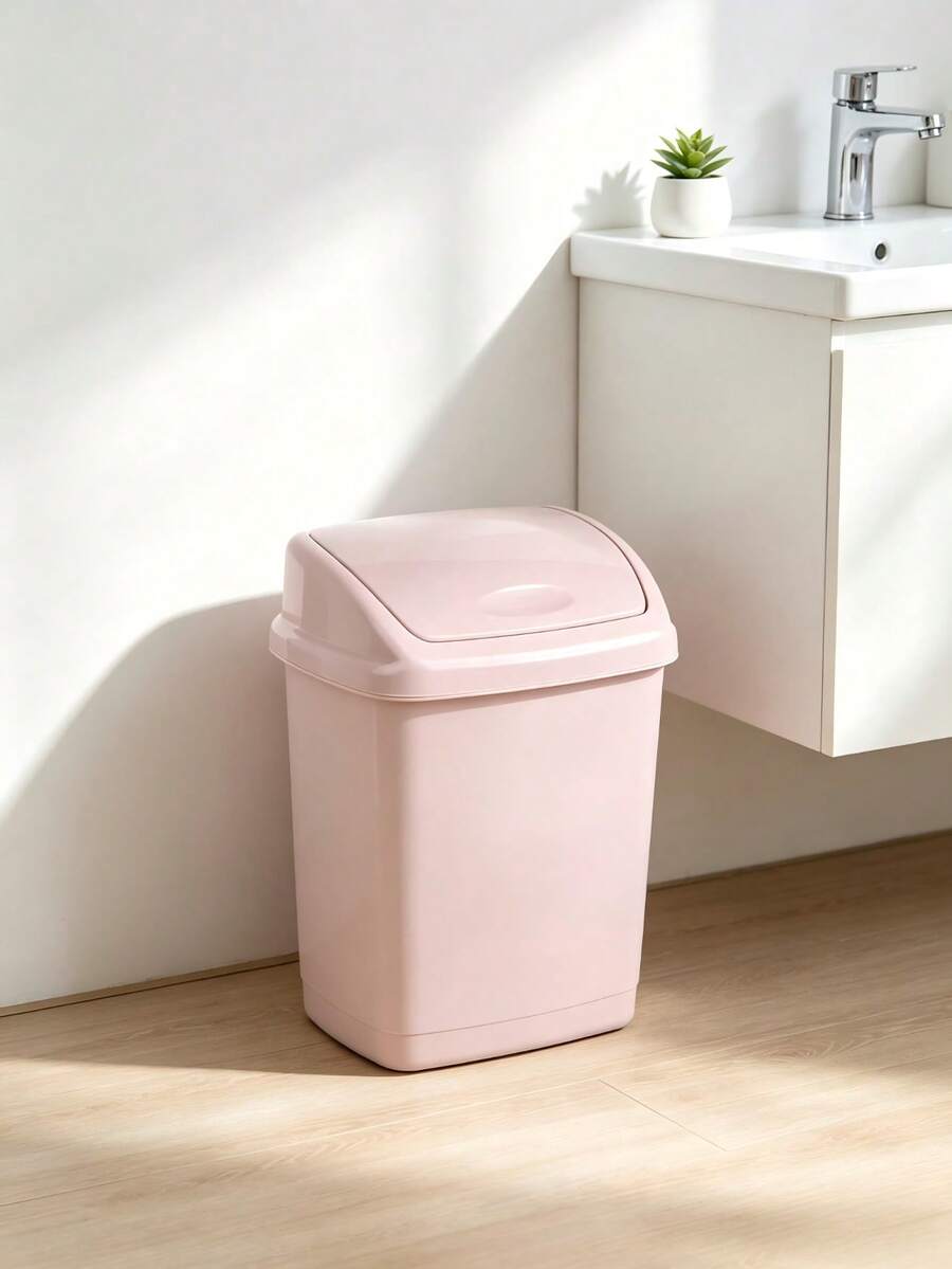 1pc Flip-Top Household Trash Can With Effective Sealing To Isolate Odors, Suitable For Multiple Scenarios Including Living Rooms, Bedrooms And Bathrooms. - Random Color - View 1