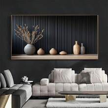 1 pezzo Stampa artistica su tela grande senza cornice, vaso di ceramica vintage moderno con strisce, cartellone d'arte da parete realistico per soggiorno, decorazione camera da letto, regalo decorativo per la casa senza cornice - A - Visualizzare 2