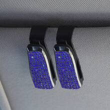 2件組汽車遮陽板亮面眼鏡夾，水晶水鑽眼鏡與卡片夾，閃亮鑽石車用配件，通用款適合女性男性 - 彩色 - 查看 16