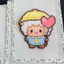 Cute Cartoon Border Printed Molten Bead Ironing Mat, Reusable Non-Stick Heat-Resistant Baking Mat, Pixel Art Molten Bead DIY Ironing Paper, 15.20cm (Random Border Style). - Multicolor - View 5