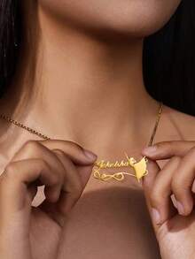 Collar con colgante de baile de acero inoxidable personalizado - Regalo para el Día de la Madre, regalo para la hermana, regalo de alta gama para el Día de San Valentín, cumpleaños, graduación, conmemorativo, collar con nombre personalizado de 1-12 letras, adecuado para mamá, niñas, hermanas, regalo de alta gama - Multicolor - Ver 5