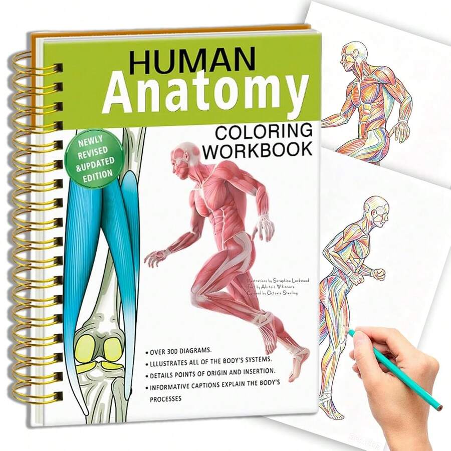 (134pages/602g)Human Anatomy Coloring Workbook: Spiral-Bound | Medical Anatomy Workbook With Detailed Illustrations, Body Systems Learning Activity Book, Study Guide For Nursing Students, Medical Students & Healthcare Learners