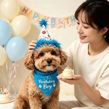 3pcs Pet Birthday Party Decoration Set - Includes Dog Birthday Hat, Dog Birthday Decoration, Dog Birthday Headband And Dog Birthday Party Supplies. Suitable For Male And Female Pets. Birthday Dog Costume Suitable For Small, Medium, Large Dogs And Cats - Multicolor - View 5