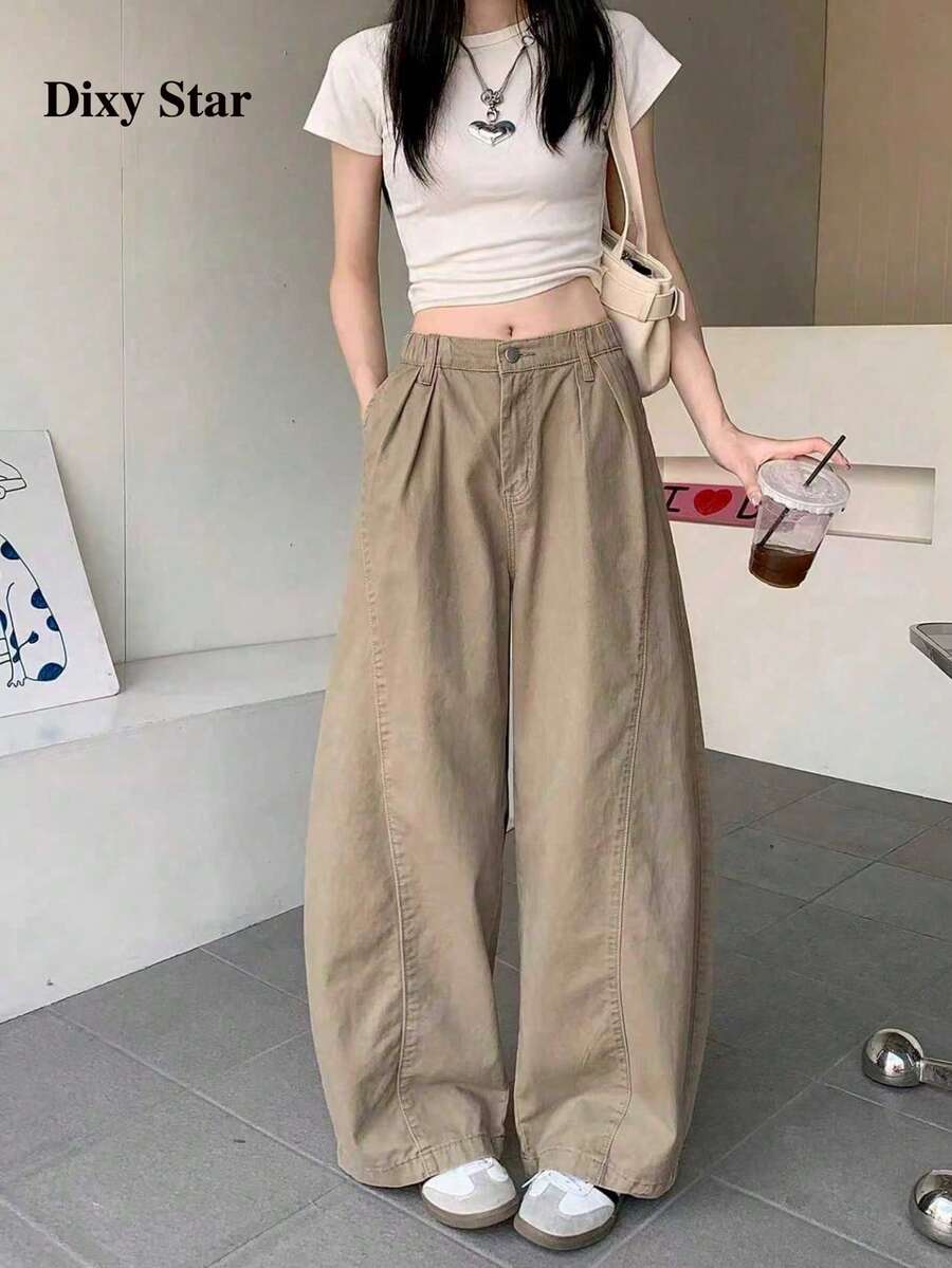 卡其色宽松休闲裤（女士春季款）