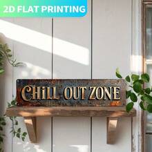 Vintage Metal Sign, Retro Wall Decor "Relaxation Zone" 40.01cm X 10.01cm Sign Style - Durable Decorative Panel, Suitable For Home, Office, Men's Space, Garage - Indoor/Outdoor Textured Design With Random Hole Placement - A - View 5