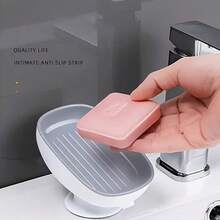 2-In-1 Bathroom Soap Rack, Countertop Drain Soap Box With Suction Cup, Suitable For Dual Storage And Storage Of Round, Square, And Large Soap - Multi-Color Packaging Color Random - Multicolor - View 4