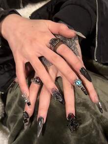 10pcs Nail Art Halloween Nail Charm Y2K Sweet Cool Style Nail Accessories French Light Luxury, Retro Gothic Punk Style Spider, Bat, Skull, Horror Rabbit, Angel Nail Gem DIY Nail Salon Exclusive - Multicolor - View 3